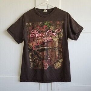 Mossy Oak T Shirt Women's Medium Short Sleeve Outdoors Brown Camo